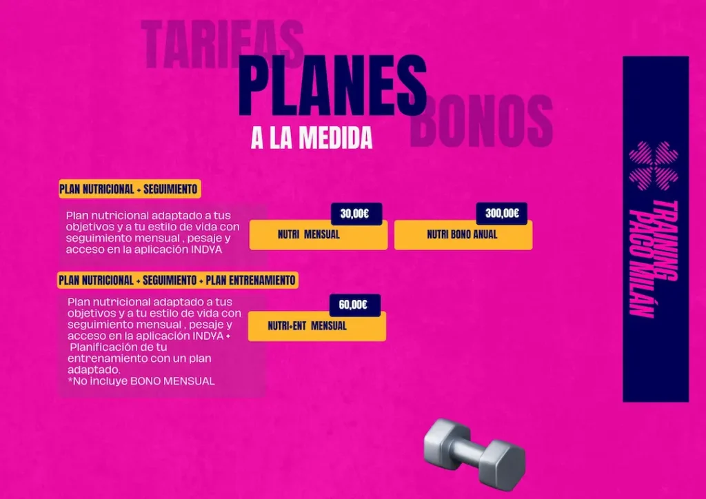Consigue tu plan de entrenamiento y nutrición en Training Paco Milán