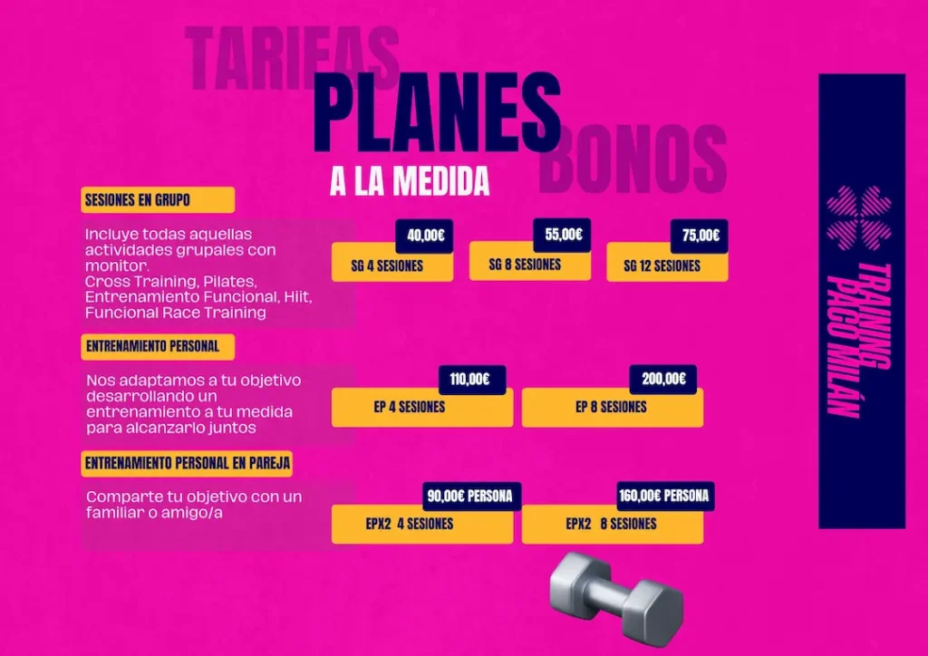 Planes de trabajo a medida en Training Paco Milán